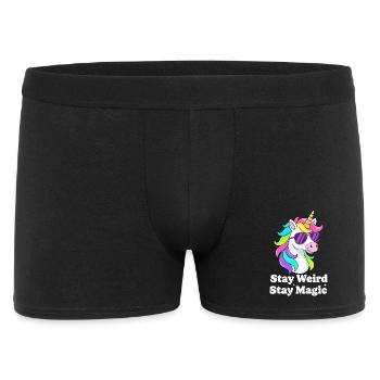 Buntes Einhorn mit Sonnenbrille - Männer Boxer Shorts - Schwarz - Vorne