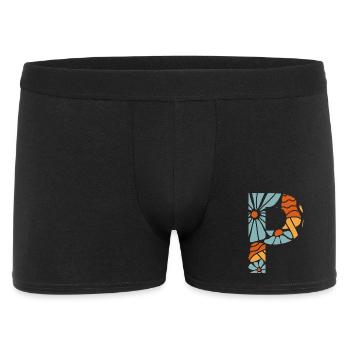 Letter p groovy flowers gift idea - Men's Boxer Shorts - black - Front