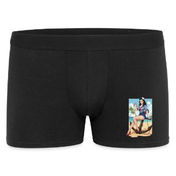 Pin-up de marin de plage - Boxer Homme - noir - Devant