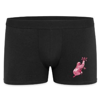 Sloth with Red Floral Print – Line Art - Men's Boxer Shorts - black - Front