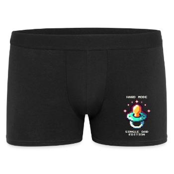 Hard Mode: Single Dad | Alleinerziehend - Männer Boxer Shorts - Schwarz - Vorne