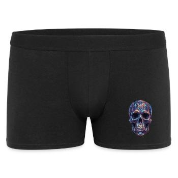 Geometrischer Schädel in Farbpracht - Männer Boxer Shorts - Schwarz - Vorne