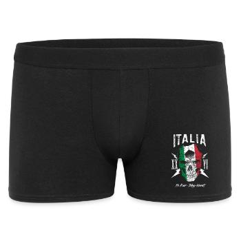 ITALIEN Italia Fußball Fan Totenkopf Flagge - Männer Boxer Shorts - Schwarz - Vorne