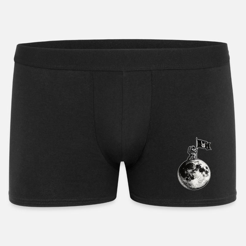 Mond mit Rockflagge - Männer Boxer Shorts - Schwarz