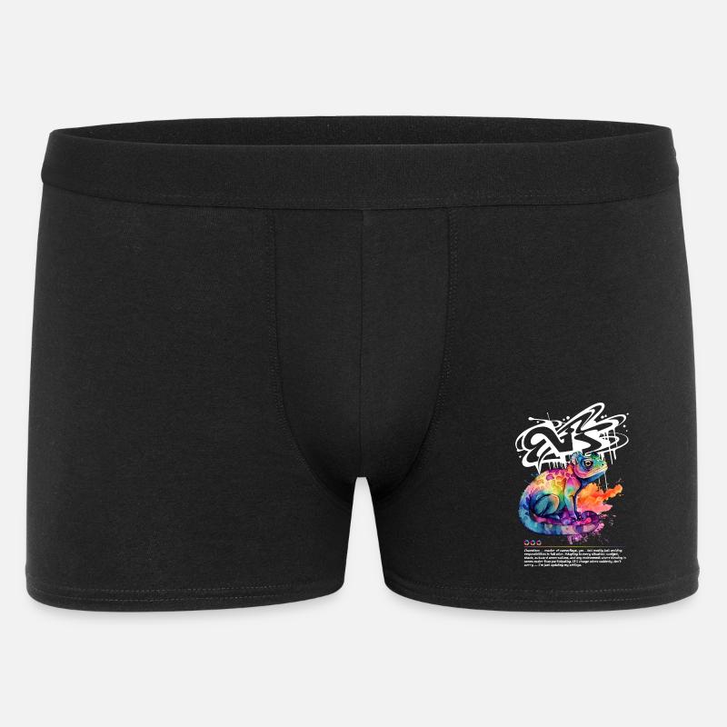 Colorful chameleon with graffiti background - Men's Boxer Shorts - black