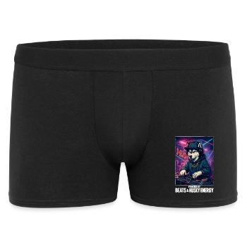 DJ Husky: Powered by Beats & Husky Energy - Männer Boxer Shorts - Schwarz - Vorne