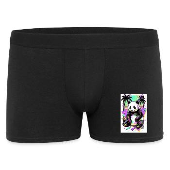 Panda - Männer Boxer Shorts - Schwarz - Vorne