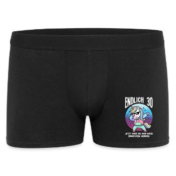 Endlich 30 Einhorn Geburtstag - Männer Boxer Shorts - Schwarz - Vorne