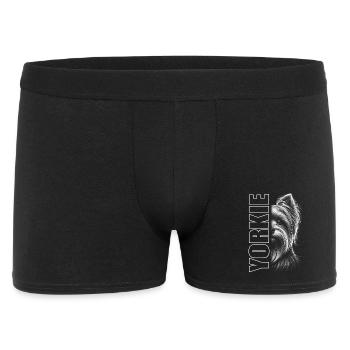 Yorkshire Terrier Porträt mit YORKIE Schriftzug - Männer Boxer Shorts - Schwarz - Vorne