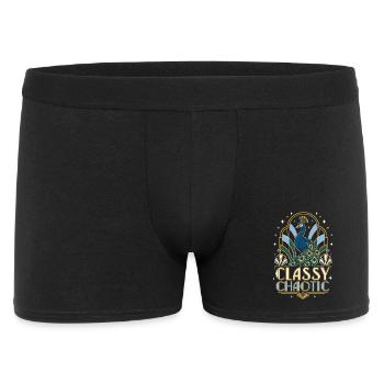 Classy Chaotic Pfau Art Deco - Männer Boxer Shorts - Schwarz - Vorne