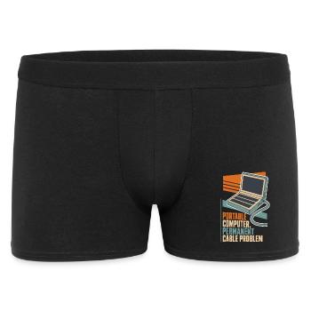 Laptop mit Kabelproblem – Computerhumor - Männer Boxer Shorts - Schwarz - Vorne