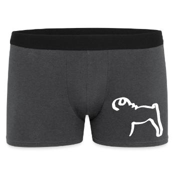 Line Pug - Men's Boxer Shorts - charcoal grey - Front