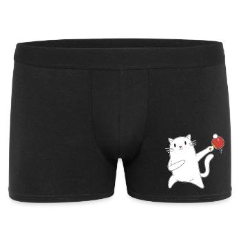 Table Tennis Katze Pingpong Outfit Cat Tischtennis - Männer Boxer Shorts - Schwarz - Vorne