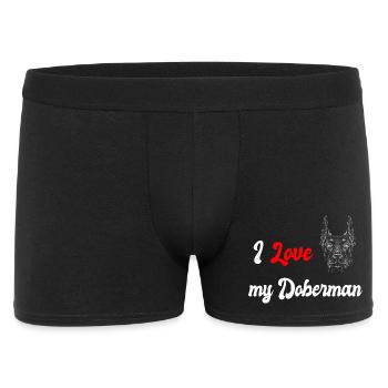 Ich liebe meinen Dobermann - Männer Boxer Shorts - Schwarz - Vorne