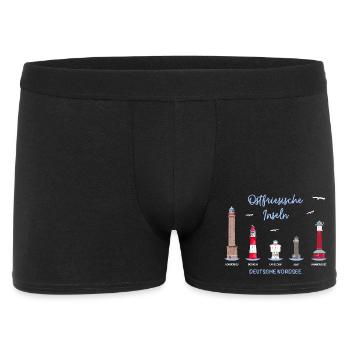 5 Ostfriesische Inseln, Deutsche Nordsee - Männer Boxer Shorts - Schwarz - Vorne