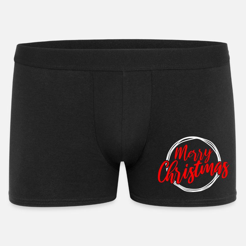 Merry Christmas Script Circle - Men's Boxer Shorts - black