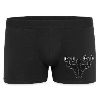Motif de gymnastique noir et blanc - bodybuilder avec poids - Boxer Homme - noir - Devant