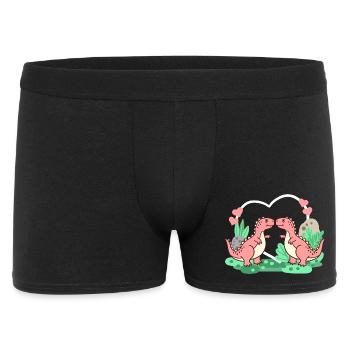 Dinosaurier T-Rex Valentinstag - Männer Boxer Shorts - Schwarz - Vorne
