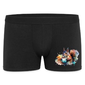 Eichhörnchen trinkt eine Tasse Kaffee - Männer Boxer Shorts - Schwarz - Vorne