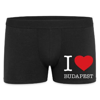 I LOVE BUDAPEST Hungary Ungarn - Männer Boxer Shorts - Schwarz - Vorne