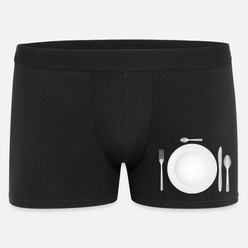 Tischgedeck mit leerem Teller & Besteck - Männer Boxer Shorts - Schwarz