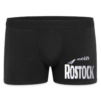 Rostock Möwe & Moin Ostsee - Männer Boxer Shorts - Schwarz - Vorne
