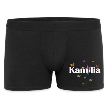 Schöner Mädchenname mit Schmetterlingen KAMILIA - Männer Boxer Shorts - Schwarz - Vorne