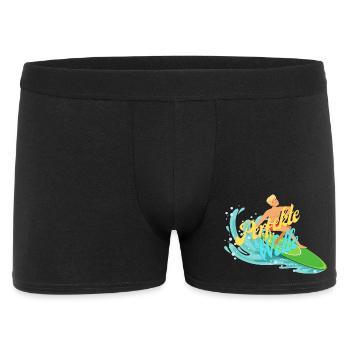 Bunter Surfer mit Wasserwellen - Männer Boxer Shorts - Schwarz - Vorne