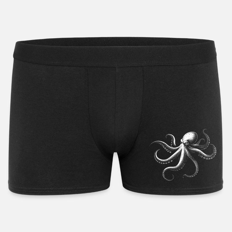 Oktopus in Monochrom - Männer Boxer Shorts - Schwarz