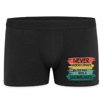 Ne sous-estimez jamais le vieux snowboarder - Boxer Homme - noir - Devant