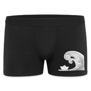 Paper Boat und Weißer Ozean - Männer Boxer Shorts - Schwarz - Vorne