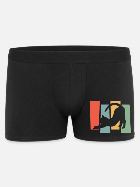 Katzen-Silhouette vor Farbblöcken - Männer Boxer Shorts - Schwarz