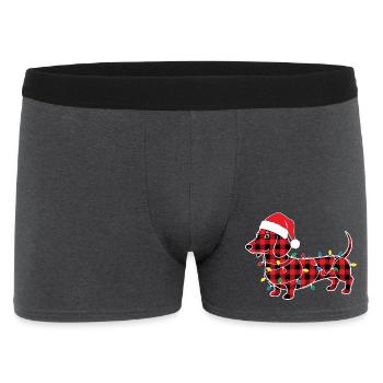 Chien Teckel Noël Plaid Rouge Carreaux - Boxer Homme - charbon - Devant