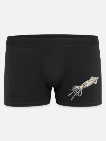 Embroidered squid – sea design (printed) - Men's Boxer Shorts - black