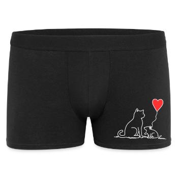 Chat et souris avec ballon en forme de cœur - Boxer Homme - noir - Devant