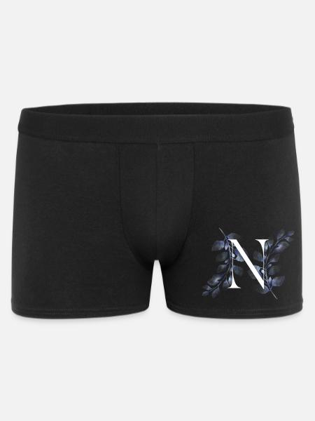 Blue Floral N Monogram - Men's Boxer Shorts - black