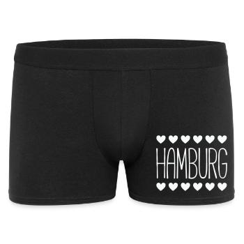 Hamburg Herz-Motiv - Männer Boxer Shorts - Schwarz - Vorne