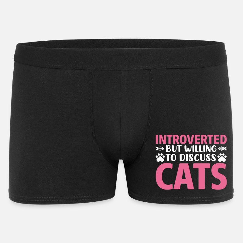 Introverted discuss with cat - Männer Boxer Shorts - Schwarz
