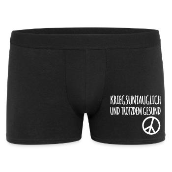 Kriegsuntauglich Peace - Männer Boxer Shorts - Schwarz - Vorne