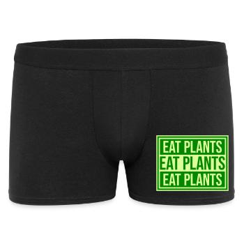 Eat Plants Funny Vegan Vegetarian Statement Logo - Men's Boxer Shorts - black - Front