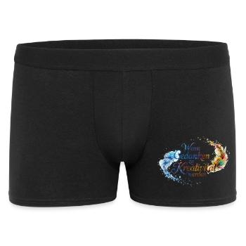 Wenn Gedanken zu Kreativität werden - Schriftzug - Männer Boxer Shorts - Schwarz - Vorne