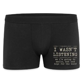 I Wasn't Listening | Humor Tête en l'air Retro - Men's Boxer Shorts - black - Front