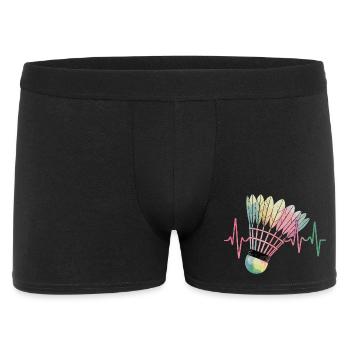 Badminton Heartbeat Colorful Shuttlecock Pulse For - Men's Boxer Shorts - black - Front
