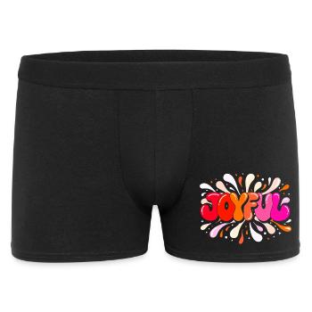 Fröhliche, bunte Glitzer-Blasenbuchstaben - Männer Boxer Shorts - Schwarz - Vorne