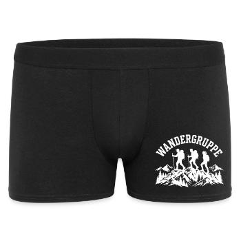 Wandergruppe Schriftzug mit Grafik - Männer Boxer Shorts - Schwarz - Vorne