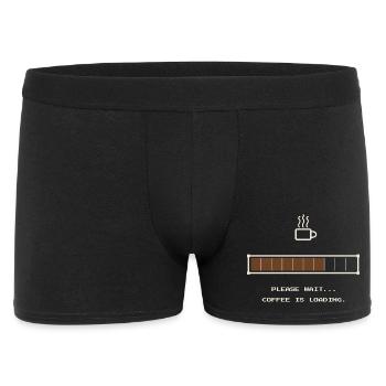 Lustiges Kaffee-Lade-Fortschrittsbalken-T-Shirt - Männer Boxer Shorts - Schwarz - Vorne