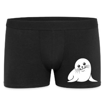 Baby Robbe Silhouette niedliches Tiermotiv - Männer Boxer Shorts - Schwarz - Vorne