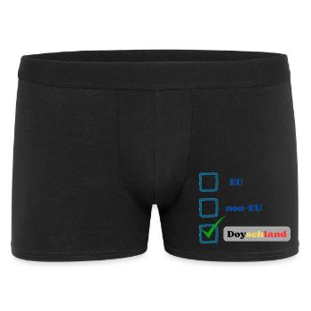 EU, non-EU oder Doyschland? - Männer Boxer Shorts - Schwarz - Vorne