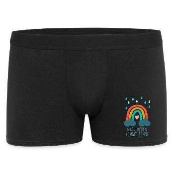 Nach Regen kommt Sonne - Regenbogen mit Herz - Männer Boxer Shorts - Schwarz - Vorne