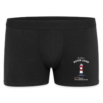 Leuchtturm Roter Sand, Nordsee, Offshore - Männer Boxer Shorts - Schwarz - Vorne